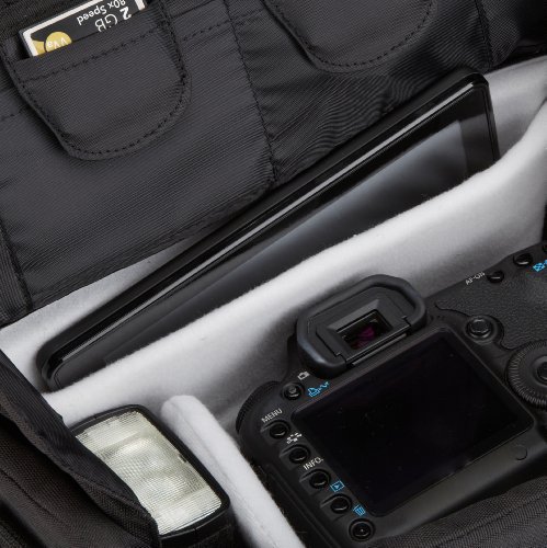 AmazonBasics - Bolsa para cámaras DSLR y accesorios (tamaño mediano, interior de color gris), color negro