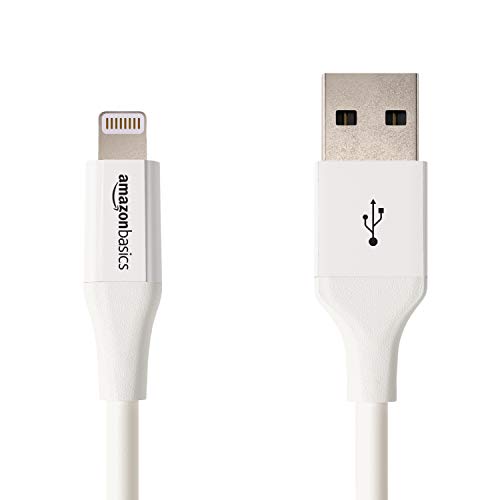 AmazonBasics - Cable de conector Lightning a USB A para iPhone y iPad - 10 cm - 1 unidad, Blanco