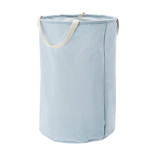 AmazonBasics – Canasto de tela, alto, redondo, azul apagado