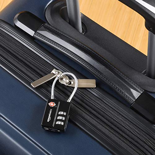AmazonBasics - Candado de combinación de 3 dígitos con cable homologado por la TSA, paquete de 6, negro