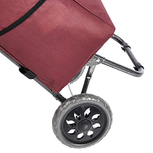 AmazonBasics - Carrito de la compra con 2 ruedas, 40 litros, color rojo