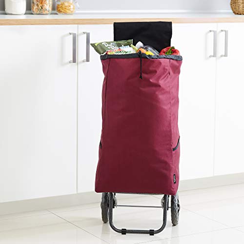 AmazonBasics - Carrito de la compra con 2 ruedas, 40 litros, color rojo