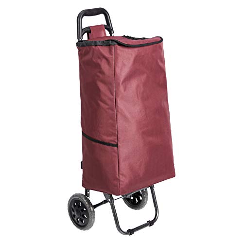 AmazonBasics - Carrito de la compra con 2 ruedas, 40 litros, color rojo