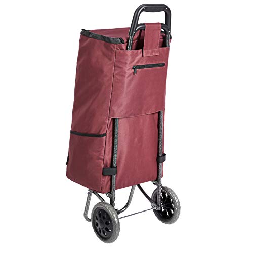 AmazonBasics - Carrito de la compra con 2 ruedas, 40 litros, color rojo