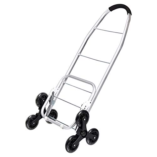 AmazonBasics - Carrito de la compra con 6 ruedas y asas de aluminio, 50 litros, color rojo