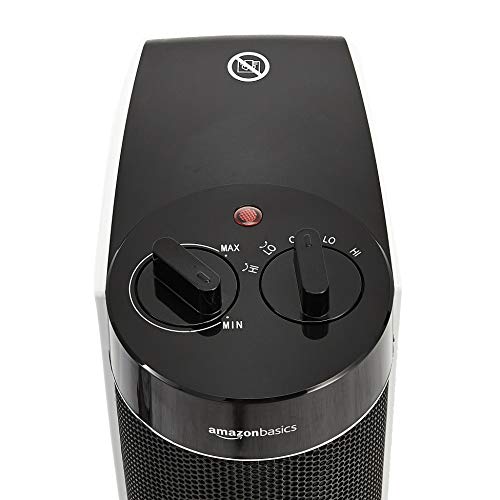 AmazonBasics - Columna calefactora oscilante portátil, 2 niveles de temperatura, 2000 W