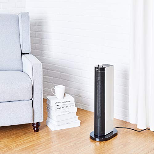 AmazonBasics - Columna calefactora oscilante portátil, 2 niveles de temperatura, 2000 W