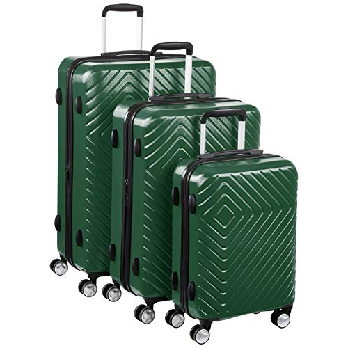 AmazonBasics - Equipaje geométrico básico Juego de 3 piezas (55 cm, 68 cm, 78 cm), Verde