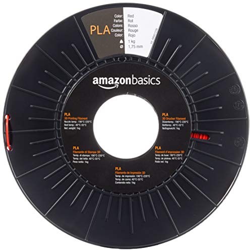 AmazonBasics - Filamento para impresora 3D, ácido poliláctico (PLA), 1.75 mm, cinta de 1 kg, rojo