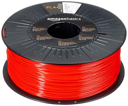 AmazonBasics - Filamento para impresora 3D, ácido poliláctico (PLA), 1.75 mm, cinta de 1 kg, rojo