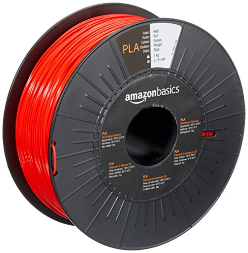 AmazonBasics - Filamento para impresora 3D, ácido poliláctico (PLA), 1.75 mm, cinta de 1 kg, rojo