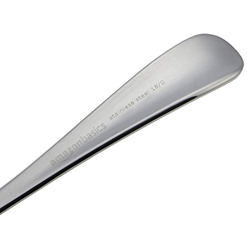 AmazonBasics – Juego de cubertería de acero inoxidable de 45 piezas con borde redondeado, servicio para 8