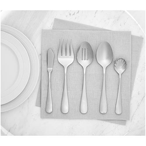 AmazonBasics – Juego de cubertería de acero inoxidable de 45 piezas con borde redondeado, servicio para 8