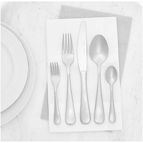 AmazonBasics – Juego de cubertería de acero inoxidable de 45 piezas con borde redondeado, servicio para 8