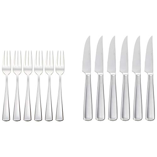 AmazonBasics - Juego de cubertería para carne de estilo moderno, 6 servicios, 12 piezas