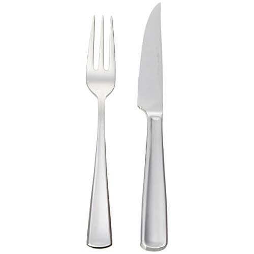 AmazonBasics - Juego de cubertería para carne de estilo moderno, 6 servicios, 12 piezas