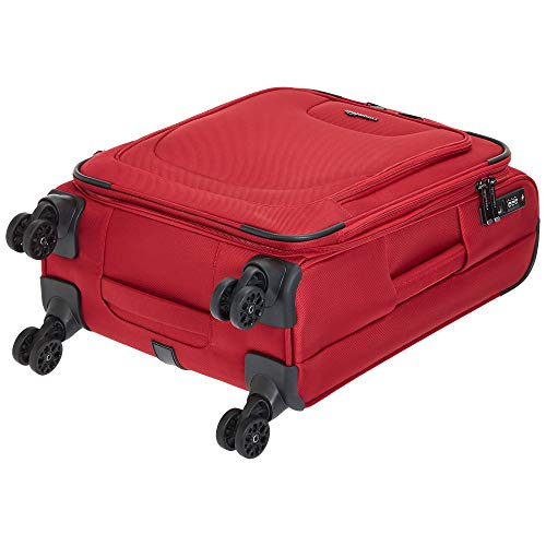 AmazonBasics - Maleta con ruedas de calidad superior, expandible, con lados blandos y cierre con candado TSA, 53 cm, Rojo