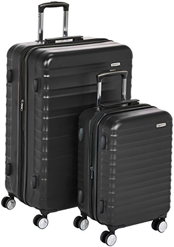 AmazonBasics - Maleta rígida «Hardside» de alta calidad, con ruedas giratorias y cerradura TSA incorporada - Juego de 2 unidades (55 cm, 78 cm), Negro