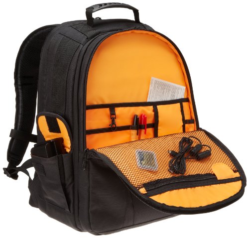 AmazonBasics - Mochila para cámaras DSLR y ordenadores portátiles (interior de color naranja)