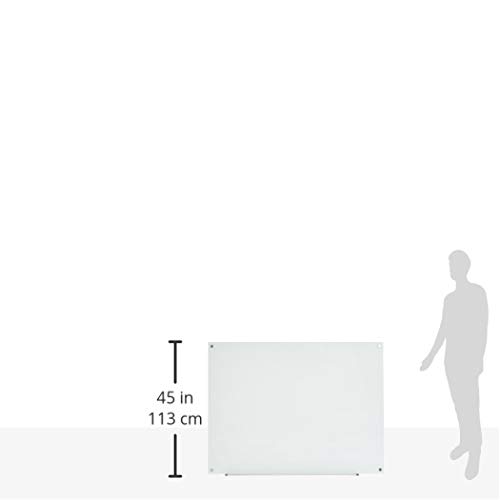 AmazonBasics - Pizarra de borrado en seco de vidrio - Blanca, magnética, 120 x 90 cm