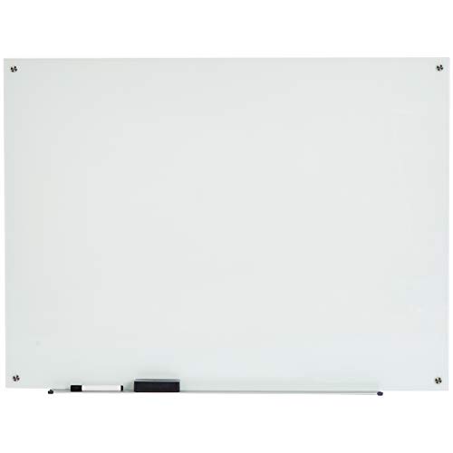 AmazonBasics - Pizarra de borrado en seco de vidrio - Blanca, magnética, 120 x 90 cm