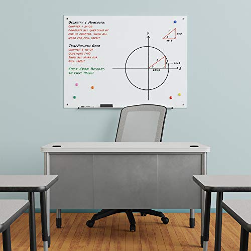 AmazonBasics - Pizarra de borrado en seco de vidrio - Blanca, magnética, 120 x 90 cm