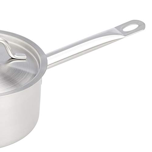AmazonCommercial - Cacerola de acero inoxidable con revestimiento de aluminio, lados rectos y tapa, 1,9 l