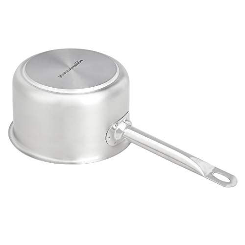AmazonCommercial - Cacerola de acero inoxidable con revestimiento de aluminio, lados rectos y tapa, 1,9 l