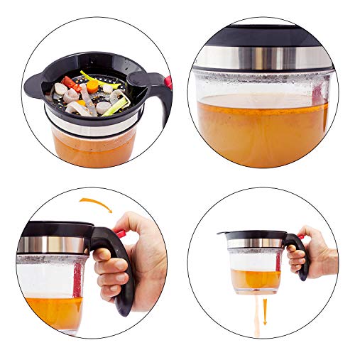 Amazy Jarra desgrasadora Incl. Pipeta para salsa + Cepillo limpiador – Jarra separadora de grasas de plástico con colador y medidor para retirar la grasa de sus salsas y sopas (1L)