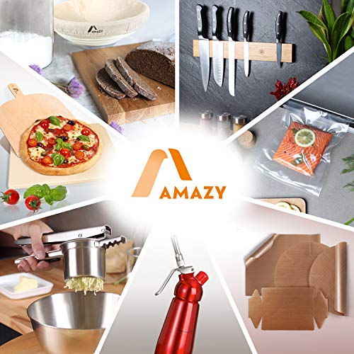 Amazy Jarra desgrasadora Incl. Pipeta para salsa + Cepillo limpiador – Jarra separadora de grasas de plástico con colador y medidor para retirar la grasa de sus salsas y sopas (1L)