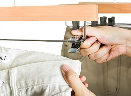 Amber Home 10 Unidades 35,5cm Perchas de Madera Naturaleza para Pantalones Faldas Calcetines y Ropa Interior con Pinzas