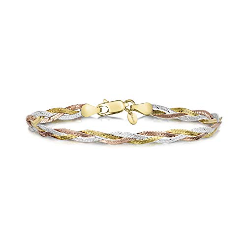 Amberta® Joyería - Pulsera - Fina Plata De Ley 925 - Cadena de Herringbone - 5 mm - 19 cm (19cm)