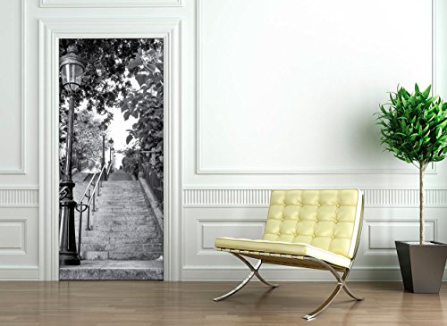 Ambiance-Live Adhesivo para Puerta, diseño de Escalera parisina, 204 x 83 cm