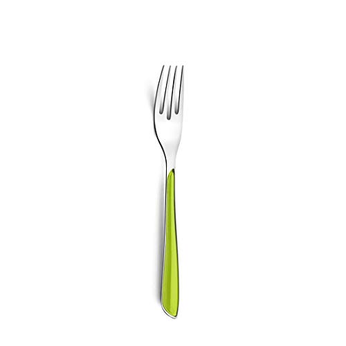 Amefa ECLAT - Cubertería (acero inoxidable, 24 piezas, para 6 personas, mango de plástico de alta calidad, apto para lavavajillas), color verde