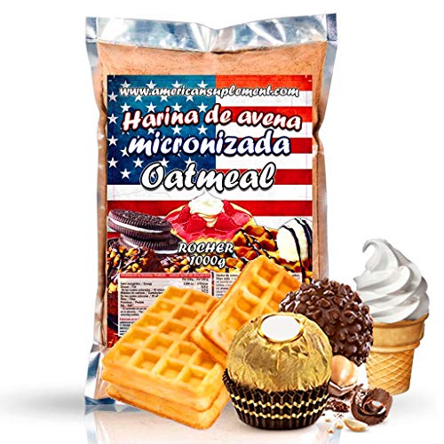 American Suplement - 1000 gr - Harina de Avena Integral, ideal para tortitas, batidos, bizcochos y magdalenas (BOMBON ROCHER)