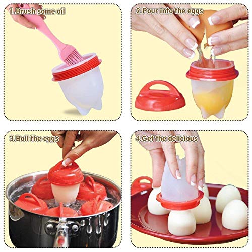 AMEU Cuecehuevos, Silicona Egg Cooker Cocer Huevos, 7 PCS Cocedor Huevos Salud Y Seguro Huevos Escalfados Cocedor