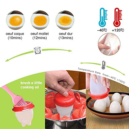 AMEU Cuecehuevos, Silicona Egg Cooker Cocer Huevos, 7 PCS Cocedor Huevos Salud Y Seguro Huevos Escalfados Cocedor