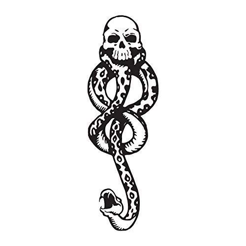 AMITD 20 Hojas Dark Mark Death Eater Tattoos, Dark Mark Mamba Skull Tatuajes temporales para Adultos Niños Halloween Cosplay/Disfraz Accesorios de Tatuaje Fiesta de Halloween