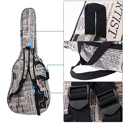 ammoon Funda para Guitarra 600D Resistente al Agua Tejido Oxford Correas 10mm de Grosor Algodón Acolchado con Bolsillos