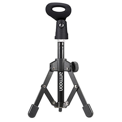 ammoon MS-12 Mini Plegable Escritorio Ajustable Micrófono Trípode del Soporte con MC4 Mic Clip Soporte Holder para la Reunión Conferencias Podcasts
