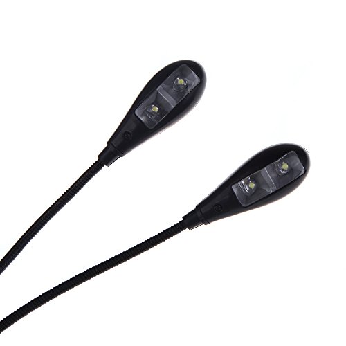 ammoon Negro Clip-on 2 Armas Duales 4 LED Libro Flexibles Atril Lámpara de Luz