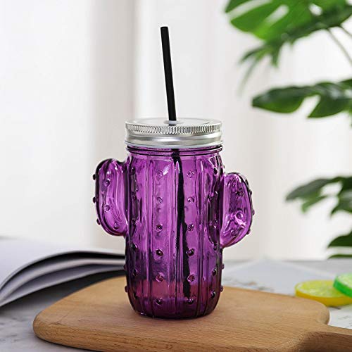 AMNVBD Creativa ventosas de Cristal cafetería Estudiante Amantes de la Taza de té de Regalo Taza for Beber (Color : Purple, Size : 400ML)
