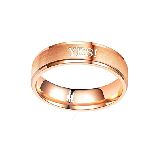 Amody 1 par Anillo de Acero Inoxidable su y Sus Parejas de Compromiso de Boda Bandas Pareja grabada Marry Me? y Yes! Mujeres tamaño 25 Hombres tamaño 25