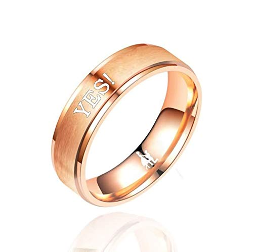 Amody 1 par Anillo de Acero Inoxidable su y Sus Parejas de Compromiso de Boda Bandas Pareja grabada Marry Me? y Yes! Mujeres tamaño 25 Hombres tamaño 25