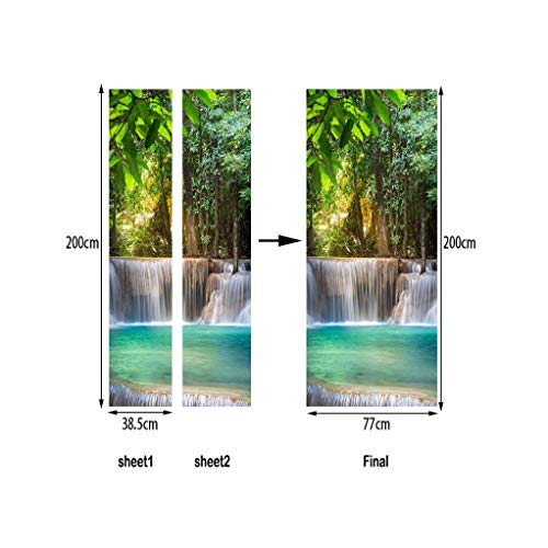 A.Monamour Pegatinas De Pared Tailandia Cascada En Kanchanaburi Exóticos Bosques Tropicales Árboles Naturaleza Paisaje Vinilo Puerta Calcomanías Papel Tapiz Murales De Pared Pegatinas Autoadhesivo