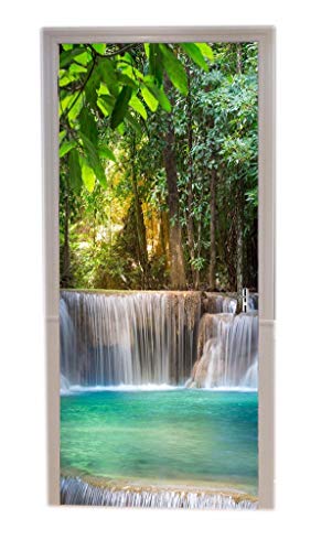 A.Monamour Pegatinas De Pared Tailandia Cascada En Kanchanaburi Exóticos Bosques Tropicales Árboles Naturaleza Paisaje Vinilo Puerta Calcomanías Papel Tapiz Murales De Pared Pegatinas Autoadhesivo