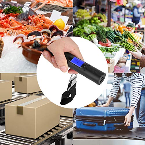 AMONIDA Báscula de Viaje, LCD de Alta definición con retroiluminación Azul ABS kg, g, LB, oz Unidad de Peso Peso electrónico, para Pesca en la Cocina
