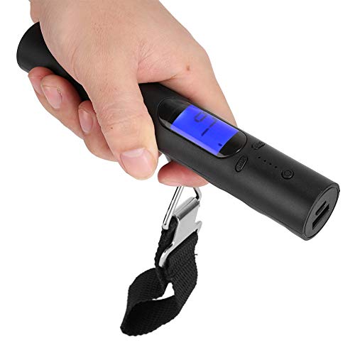 AMONIDA Báscula de Viaje, LCD de Alta definición con retroiluminación Azul ABS kg, g, LB, oz Unidad de Peso Peso electrónico, para Pesca en la Cocina