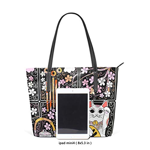 AMONKA Tetera de piel estilo retro japonés, diseño de cerezo con flores de cerezo, para mujeres y niñas