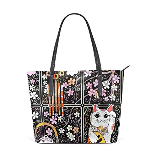AMONKA Tetera de piel estilo retro japonés, diseño de cerezo con flores de cerezo, para mujeres y niñas